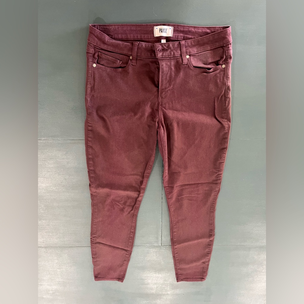 PAIGE Women's Deep Burgundy Skinny Jeans